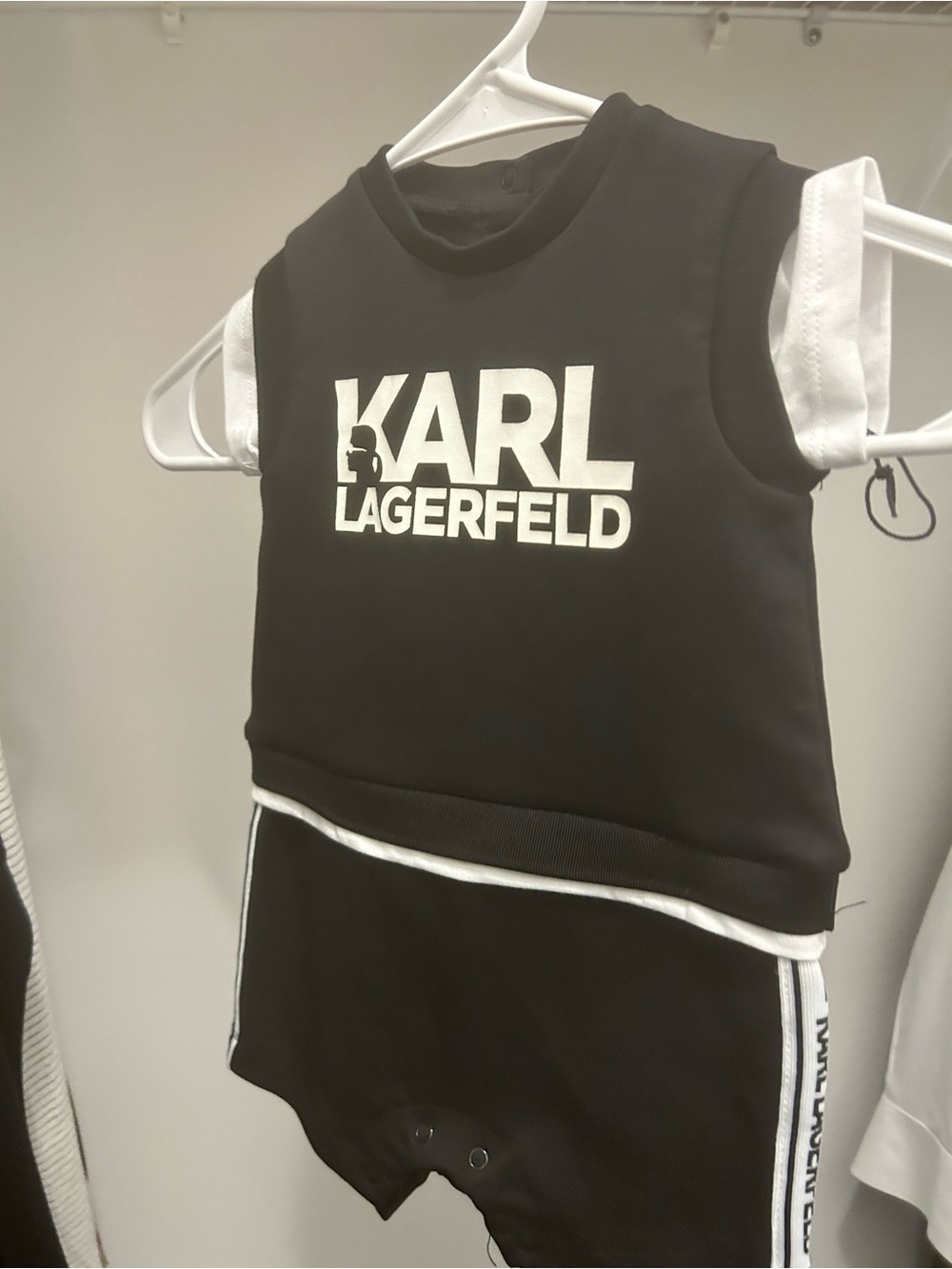 NWOT Karl Lagerfeld Black & White Logo Tank Romper